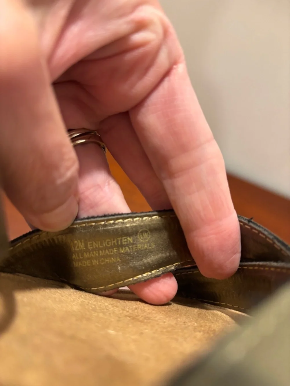 Aerosoles Enlighten Faux Leather Wedge Sandals Olive Size 12